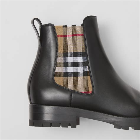 burberry platform chelsea boots|Check Panel Leather Chelsea Boots in Black .